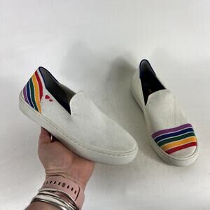 Rothy's SF Pride Rainbow Sneakers Women's 5 White Slip-On Low Top Running Shoes